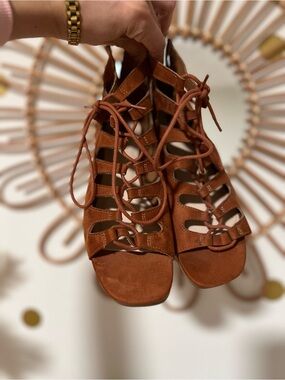 Forever 21 Brown Lace-Up Gladiator Sandals